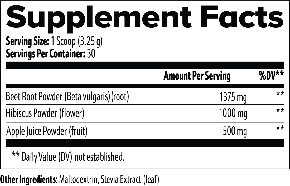 BEETROOT + NITRIC OXIDE supplement facts panel