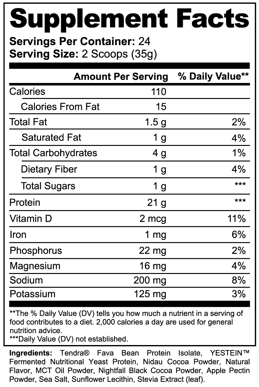 PLANT PROTEIN (Chocolate) supplement facts panel
