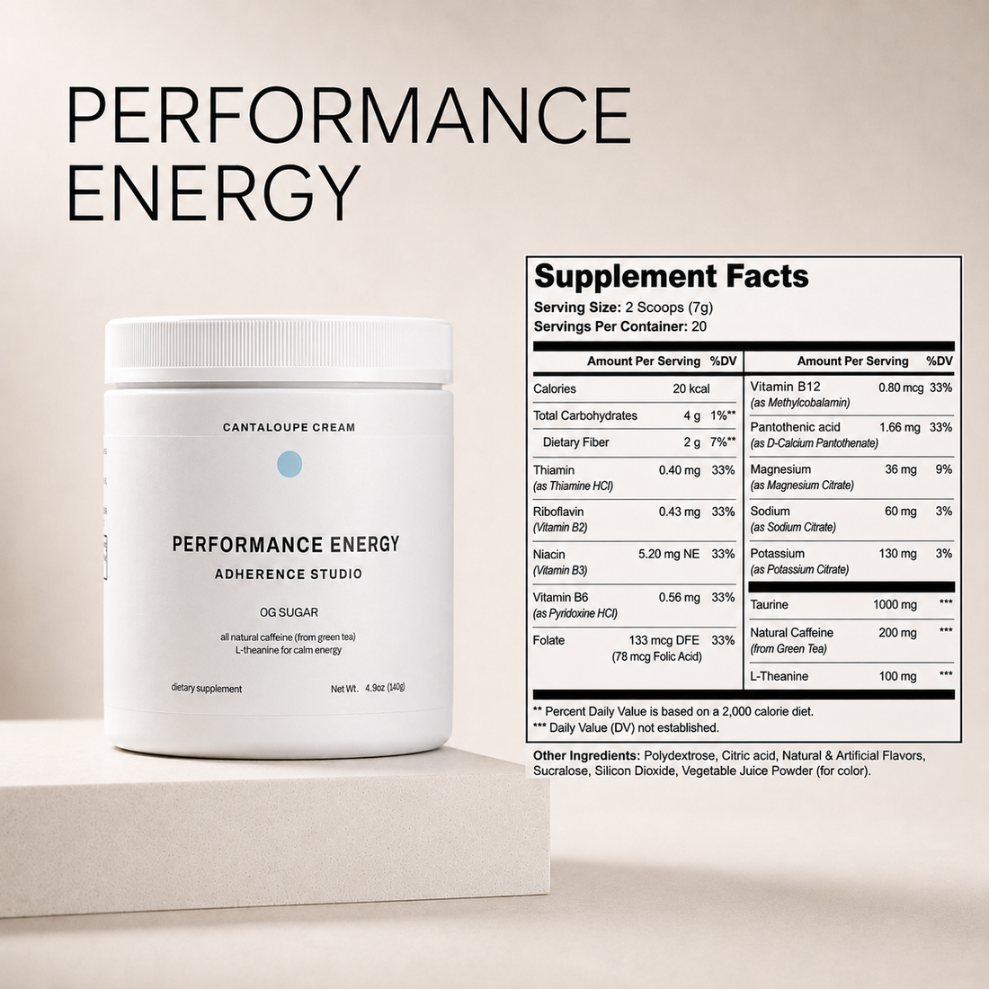 PRE-WORKOUT+ (Cantaloupe Cream) supplement facts panel
