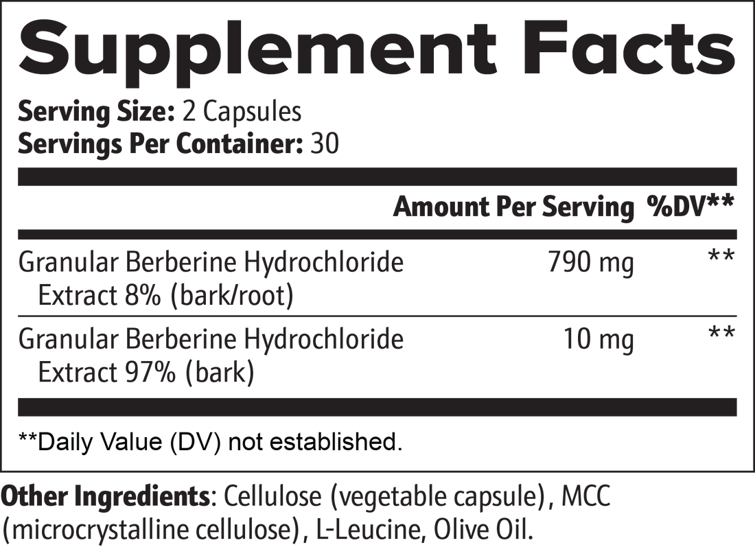 BERBERINE supplement facts panel