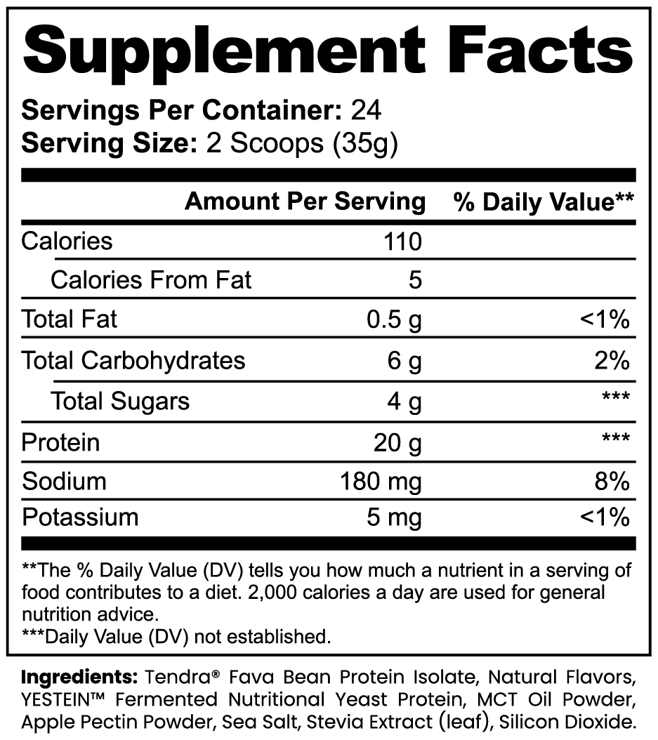 PLANT PROTEIN (Vanilla) supplement facts panel