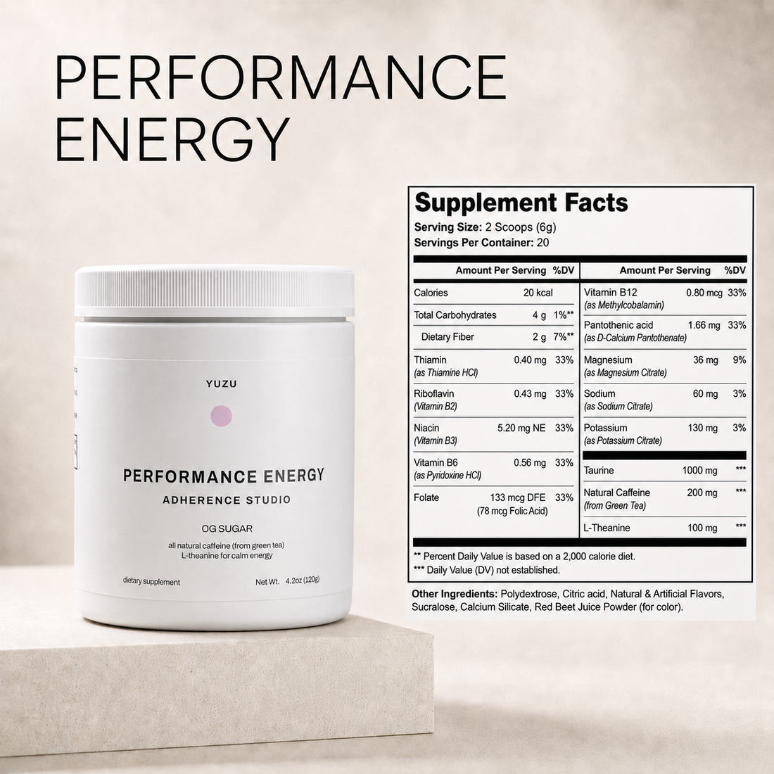 PRE-WORKOUT+ (Yuzu Zest) supplement facts panel
