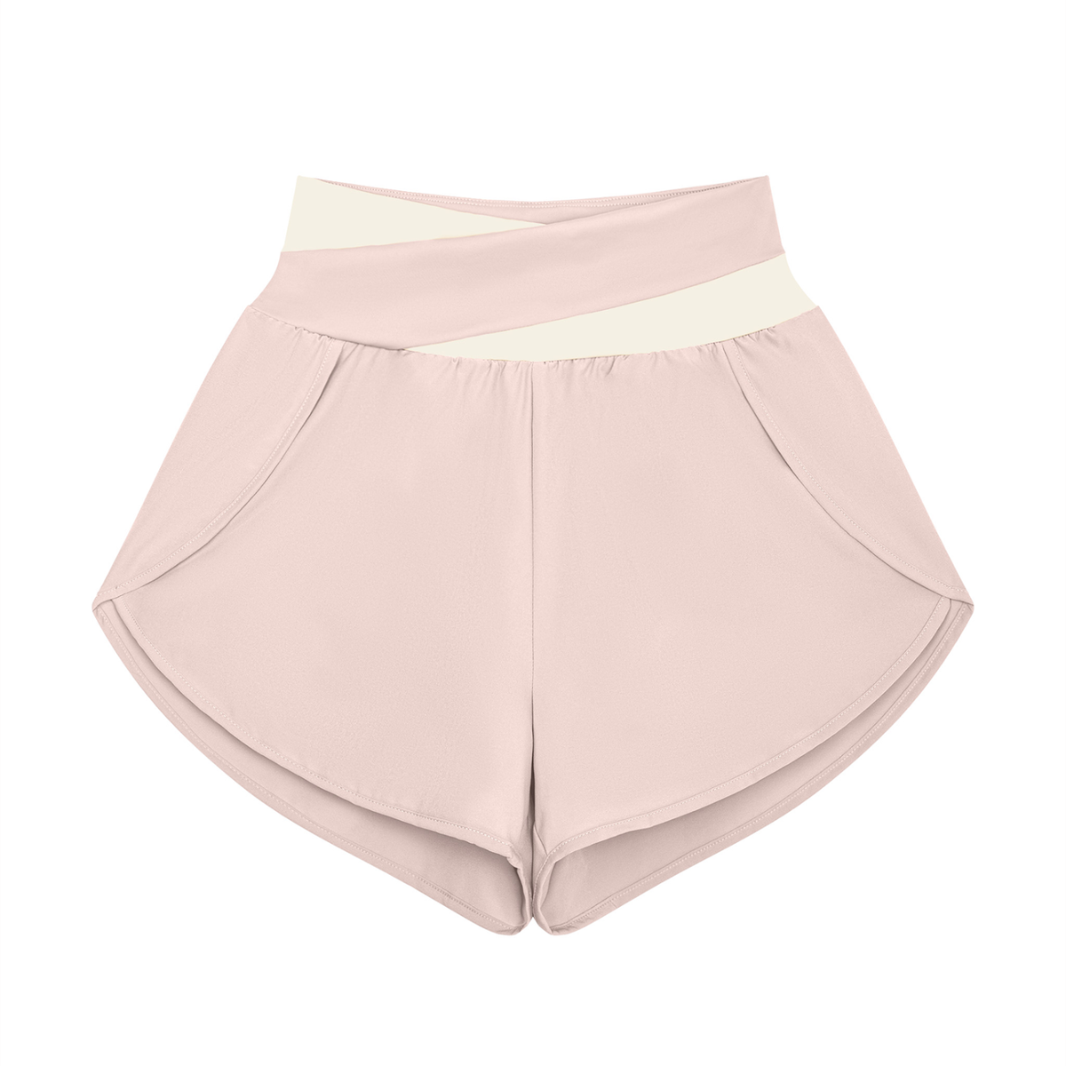 ASC01 WOMEN'S YOGA PANELLED SHORTS (LIGHT PINK / APRICOT)