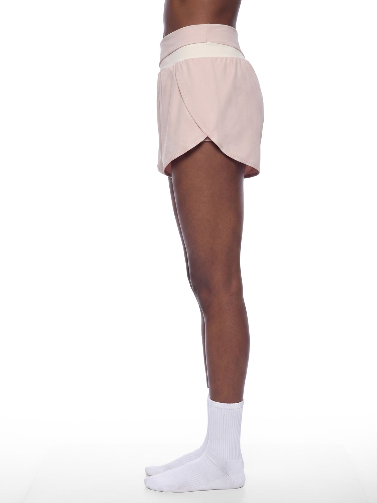 ASC01 WOMEN'S YOGA PANELLED SHORTS (LIGHT PINK / APRICOT)